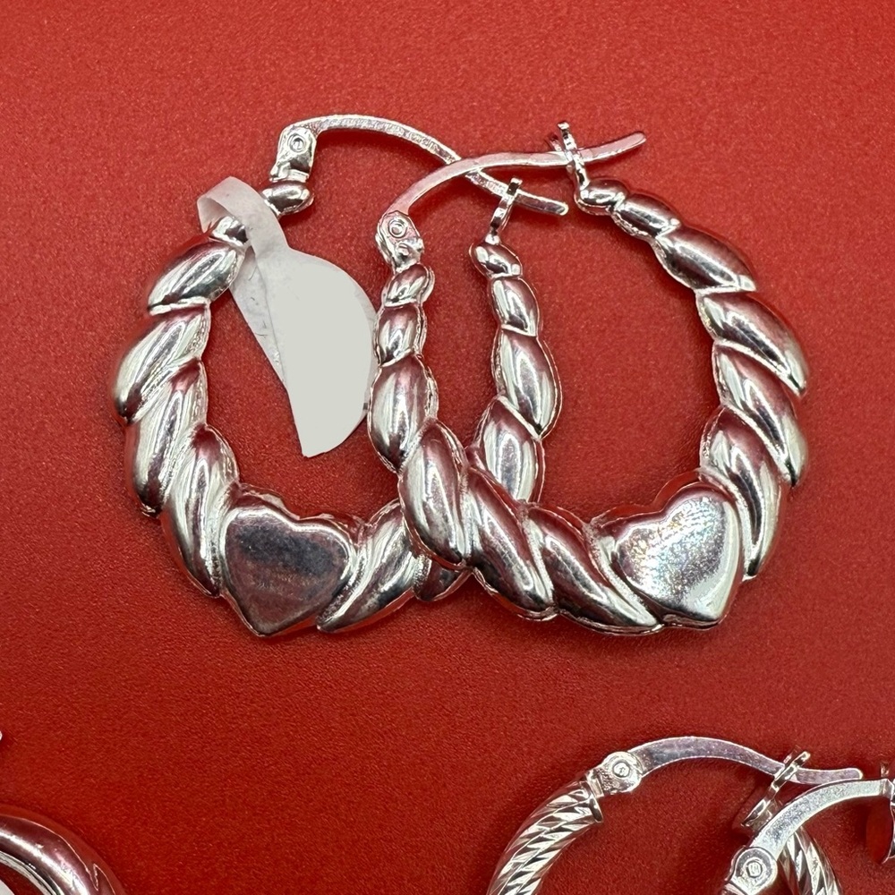 925 Sterling Silver Chunky Heart Hoop Earrings 💘 Bold & Shiny